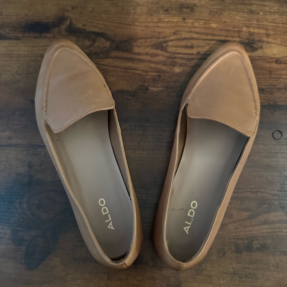 Tan leather loafers